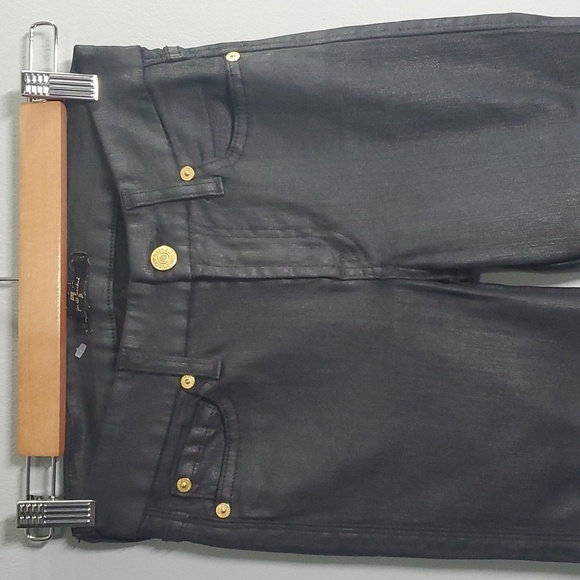 7 for all mankind jeans women's size 00 size 24 black zippered ankle wax… - Picture 16 of 16